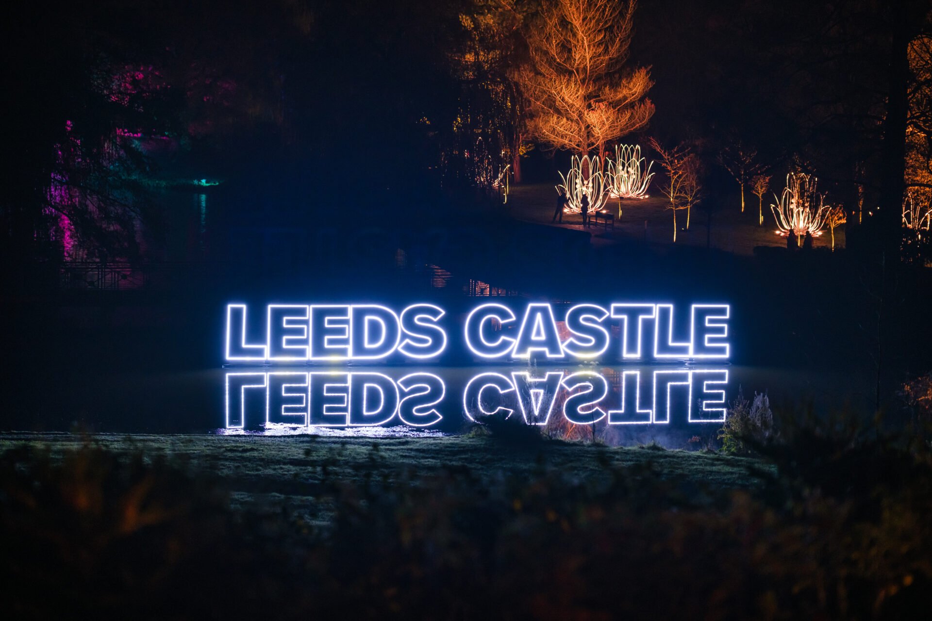 Illuminated Leeds Castle sign