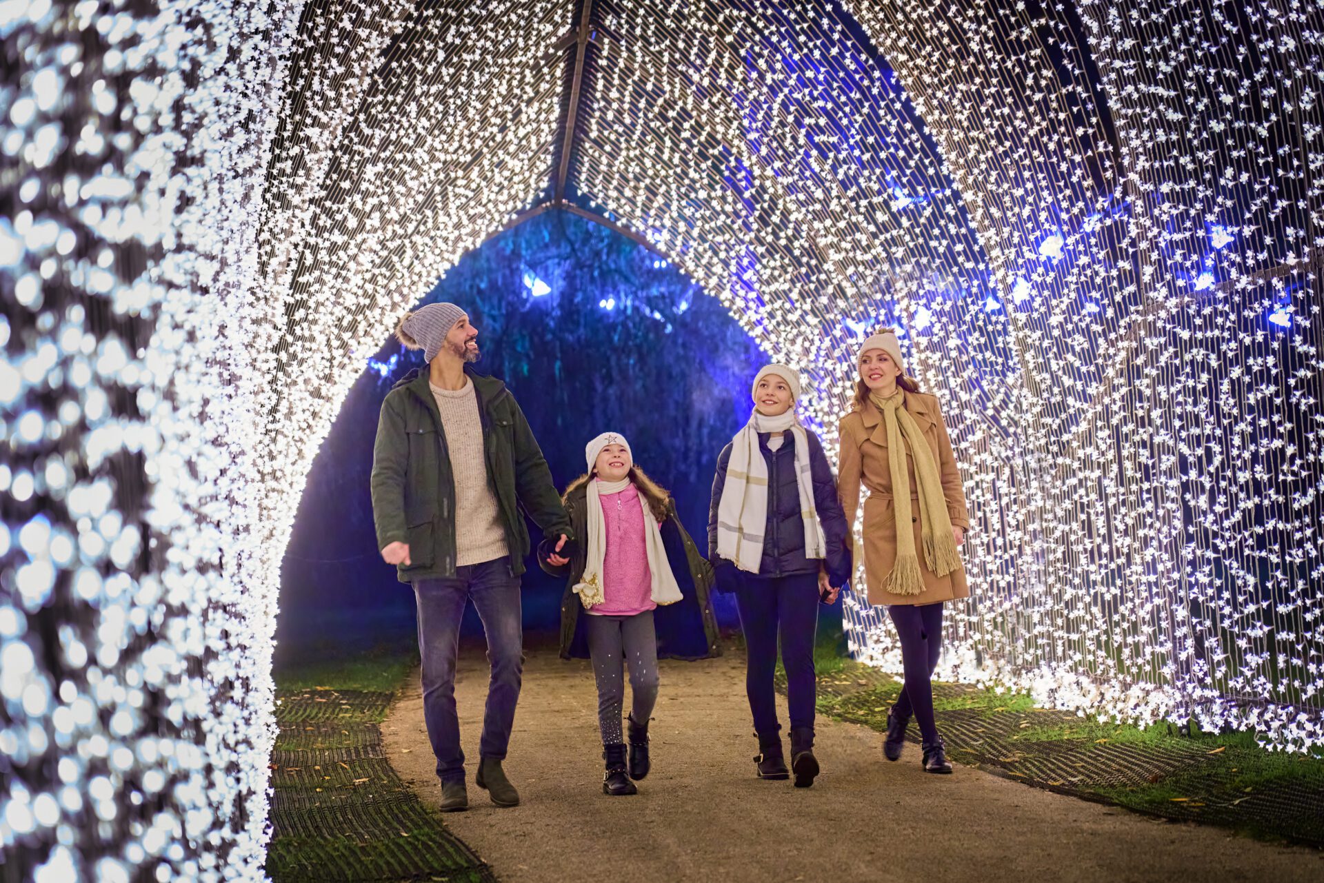 Family in light archway