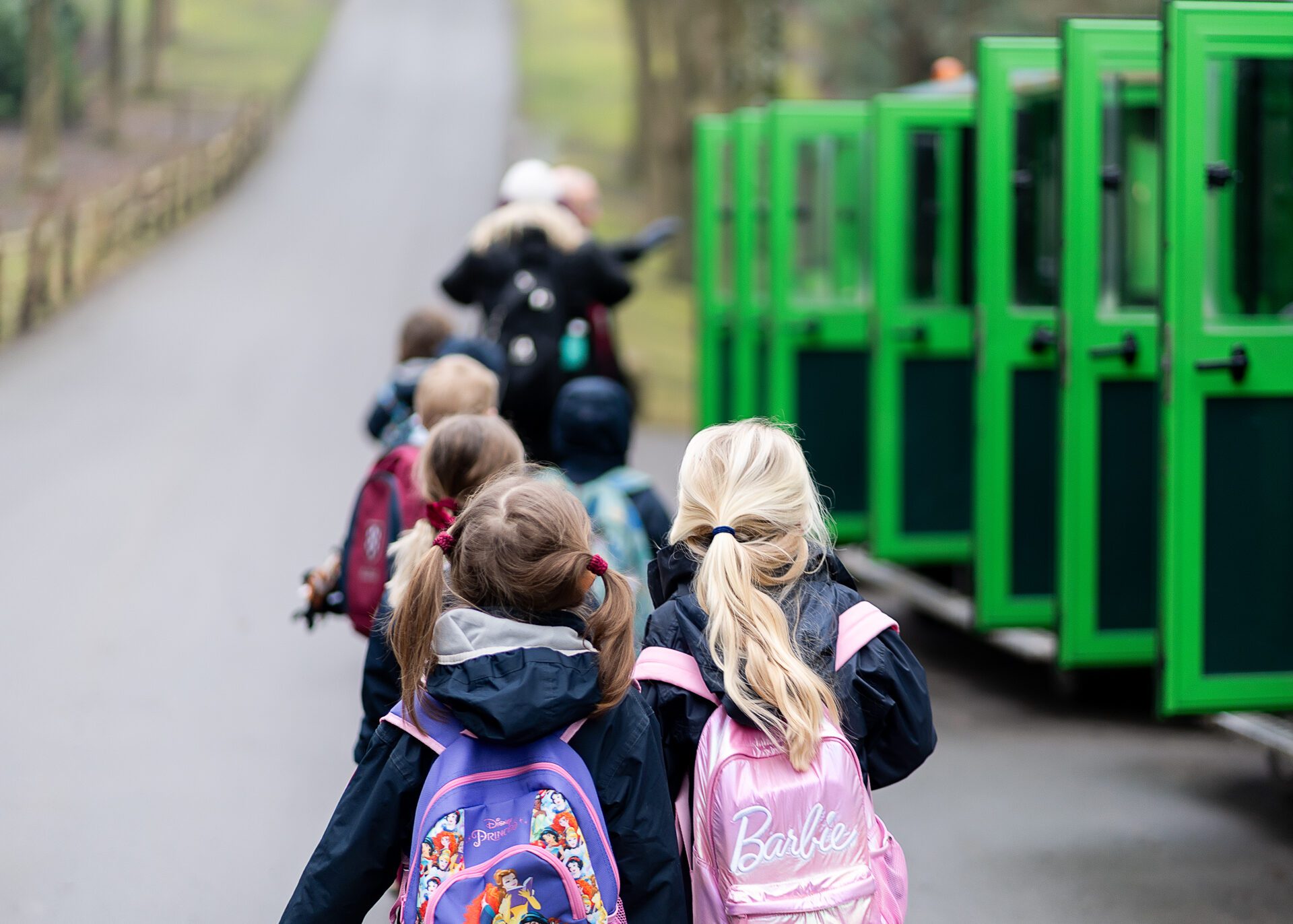 School Group getting on Land Train at Leeds Castle