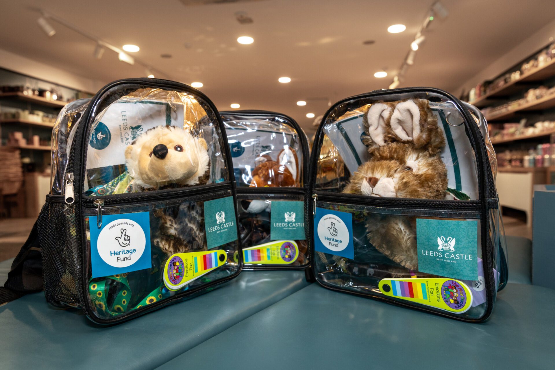 Sensory Backpacks with items inside to assist the neurodivergent when discovering Leeds Castle,
